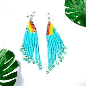 Earrings, African beaded earrings, Sky blue in color, Lightweight earrings